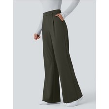 Halara Flex DayStretch High Waisted Pocket Work Flare Pants NWT Forest Night L picture