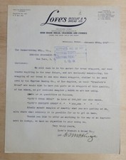 1917 Antique Document, Love's Biscuit & Bread Co. Honolulu, Hawaii, Signed picture