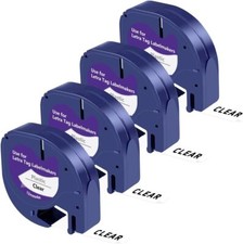 4PK Compatible Dymo LetraTag Refill 16952 12mm Clear Plastic Label Tape LT-100H picture