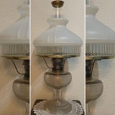Aladdin Clear Glass Beehive Oil Lamp w/Glass Shade 21C Burner 1937-1938 USA 24”t picture