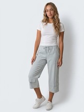 Chico's Design Bleach Blues Tampa Crop Pants Jeans Denim Size 2 Drawstring NEW picture