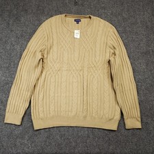 Club Room Sweater Men's XXL Cable Knit Cotton Blend Crew Neck Long Sleeve NEW picture