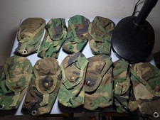 Lot of 10 USGI MOLLE II Double Mag Pouches Woodland Camo Used Random picture