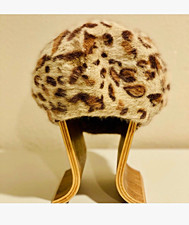 Leopard Print Faux Fur Beret- Women’s Animal Print Hat picture