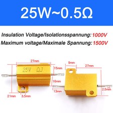 RX24 25W Power Golden Aluminium Wire wound Resistors 1 2 5 8 10 20 100Ω - 10KΩ picture