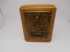 Vtg  USPS Post Office Box Brass /Glass Door Coin Bank  w/Combination Works picture