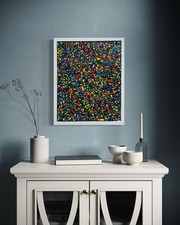 Original Abstract Electric Confetti Painting. 21in x  17in x 1in picture
