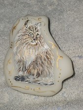 Fenton Glass OOAK White Persian Cat 3.5