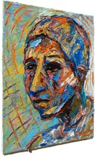 CONTEMPORARY ORIGINAL OIL█PAINTING█VINTAGE EXPRESSIONIST ART█OUTSIDER SIGNED POP picture