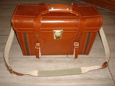 VTG 1950's/60's Perrin THOR III Brown Leather Pro Camera Bag 16 x 7 x 9” No Key picture