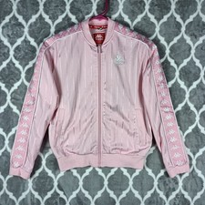 Kappa Track Jacket Women XS Pink White Logo Tape Y2K Sporty Streetwear picture