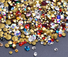 1440 pcs Mixed Color Round Pointed Back Crystal Glass Rhinestone Pick Size DIY picture