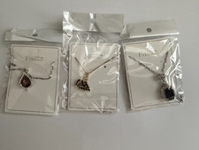 3 Fashion Pendant Necklaces Silver & Gold Tone Crystal Rhinestone Jewelry picture