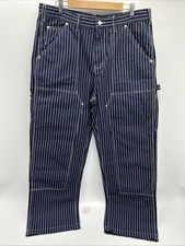 VINTAGE Jeans Okonkwo.Mfg.Co Dark Blue Stripes Pants Mens Size XL picture