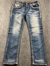 Rock Revival jeans mens 34 Ruth Straight Studs Studded Pockets Distressed picture