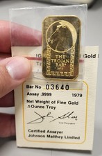 Vintage 1979 Johnson Matthey Trojan Horse 1/2 oz Gold Bar - Serial & COA 03640 picture
