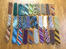 32 Vintage 60s 70s Men's Ties Lot Wide Retro Mod Wembley Mr Cricket Paisley picture