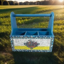 Vintage 2006 Design Styles Blue Utensil Carrier Caddy Holder Fruit Mosaic 4 Slot picture