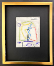 PABLO PICASSO VINTAGE 1969 | SIGNED | HAND TIPPED COLOR PLATE FRAMED picture