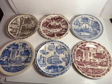 Lot 6 Vtg Vernon Kilns 10.5” Plates Virginia New Orleans Michigan Boston Hawaii picture
