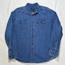 Vintage Gap Denim Shirt Mens Large Blue Metal Button Up Long Sleeve 90s Shacket picture