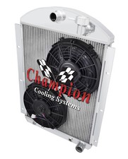 1941-1946 Chevy Truck 3 Row ADV Champion Radiator V8 Small Block w/ 2 10