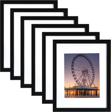 11X14 Picture Frame Black Set of 6 Display Pictures 8X10 with Mat or 11X14 witho picture