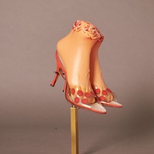 1950s Red Polka Dot Spring-O-Lators Peep Toe Heels Pin Up Style picture