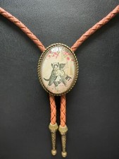 US Stock Vintage Wedding Cats Bolo Tie Mens Western Cowboy Necklace Wedding GIFT picture