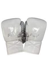 Professional Fly Boxing Gloves White & Silver Cowhide Leather Sparring Pro Glove picture