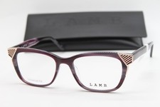 NEW L.A.M.B. LAUF127 PUR PURPLE HORN GOLD AUTHENTIC EYEGLASSES W/CASE 55-19 picture
