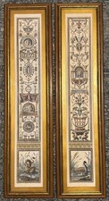 Pair of  Antique Hand Colored Raffaello Pilaster  Engravings in Gilt Frames picture