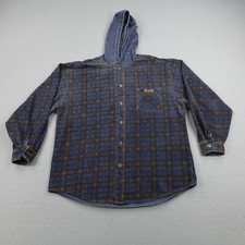Vintage Billabong Shirt Mens XL Blue Plaid Hooded Flannel Button Up Skater 90s picture