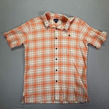 Patagonia Button Down Mens L Orange Excellent Organic Cotton Plaid picture