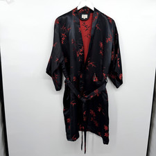 Vintage Hua Lin Kimono Robe XL Belted Oriental Jacquard Satin Asiancore Festival picture