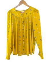 Conversations by Anthropologie 26 of 52 Blouse Women 14 Yellow Gold Bow Print picture