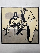 19th C. Woodcut Block Reproduction-William Nicholson–Twelve Sports- Cricket picture