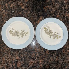Crown Staffordshire Gray Blossoms 2 Salad Plates Vintage Bone China England picture