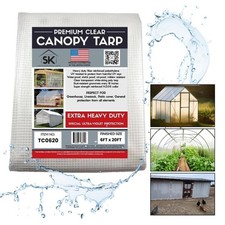CLEAR UV GREENHOUSE 16 MIL FIBER REINFORCED POLY TARP TRUE FINISHED SIZE picture