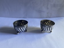 Pair of Antique Solid Silver Salt Cellars Hallmarked picture