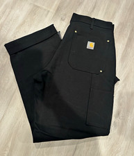 Carhartt B01 BLK Loose Fit Firm Duck Double knee Pants 34x32 Black picture