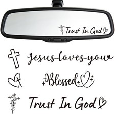 6 Pcs Trust in God Rearview Mirror Stickers, Christian Car Decals for Faith Insp picture