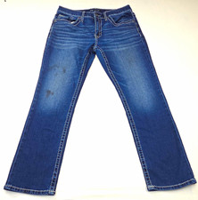 BKE Men's Jake Straight Fit 34X30 Blue Medium Wash Stretch Denim Jeans Logo picture