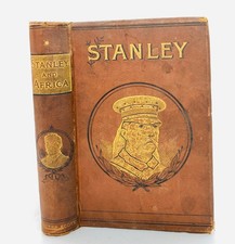 1890s Henry M. Stanley and Africa Antique Shabby Book Decor Portrait on Cover picture