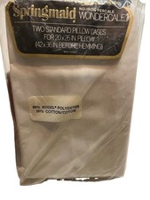 Vtg 70's 80's Brand New Springmaid Wondercale 2 Standard Pillow Cases White picture