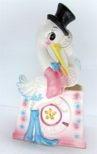 Vintage Relpo Stork on Phone Nursery Planter 6003 MCM Japan VGUC  picture
