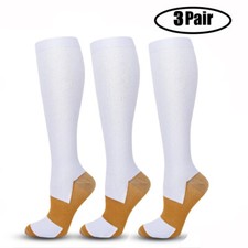 3/6Pairs Copper Compression Socks 20-30mmHg Graduated Support Men's Women's XXL picture