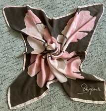VTG. SCIAPARELLI signed Scarf Hand Rolled Hem Stunning Mauve/brown/taupe picture