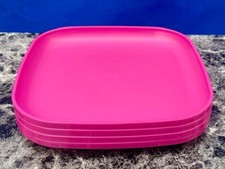 New Set 4 Tupperware Luncheon Plates 8” Square Raised Sides Differents  Color picture
