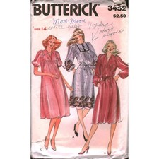 Vintage Butterick 3452 Sewing Pattern Misses Dress Belt Size 14 Boho Yoke Dress picture